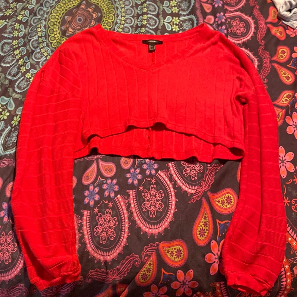 Red long sleeve crop top